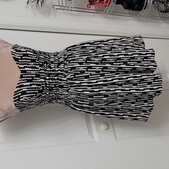 Parker "Molly" Strapless Black & Ivory Geo Print Dress, Size Tag Removed. - Picture 1 of 13